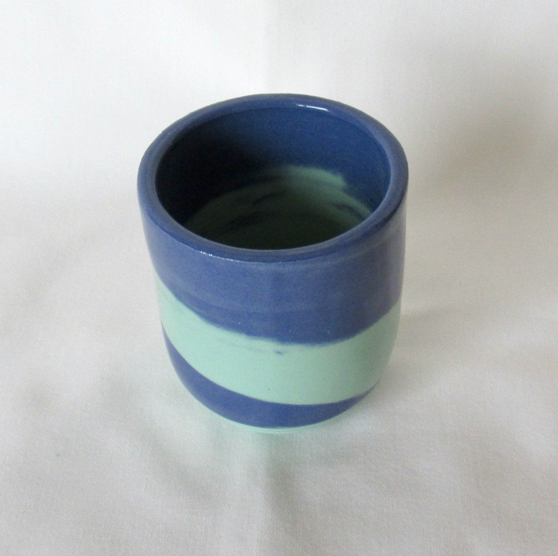 Wheel-thrown Ceramic Dark Blue and Aqua Colored Porcelain Very Small Swirled Neriage Bud Bouquet Vase