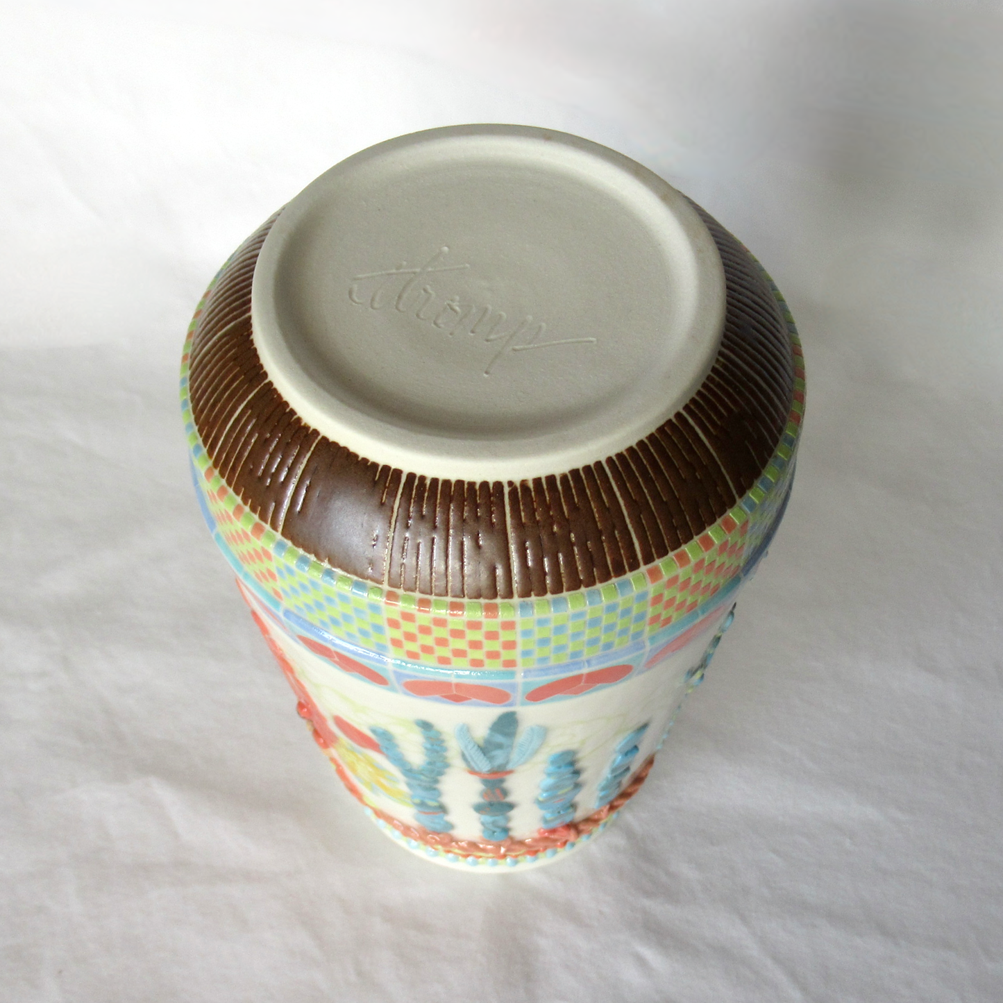 Bohemian Flower Vase with Nerikomi and Mishima Techniques