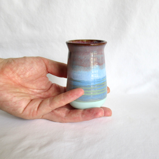 Dennis's Blue Turquoise with Smokey Merlot Rim Small Bud Vase