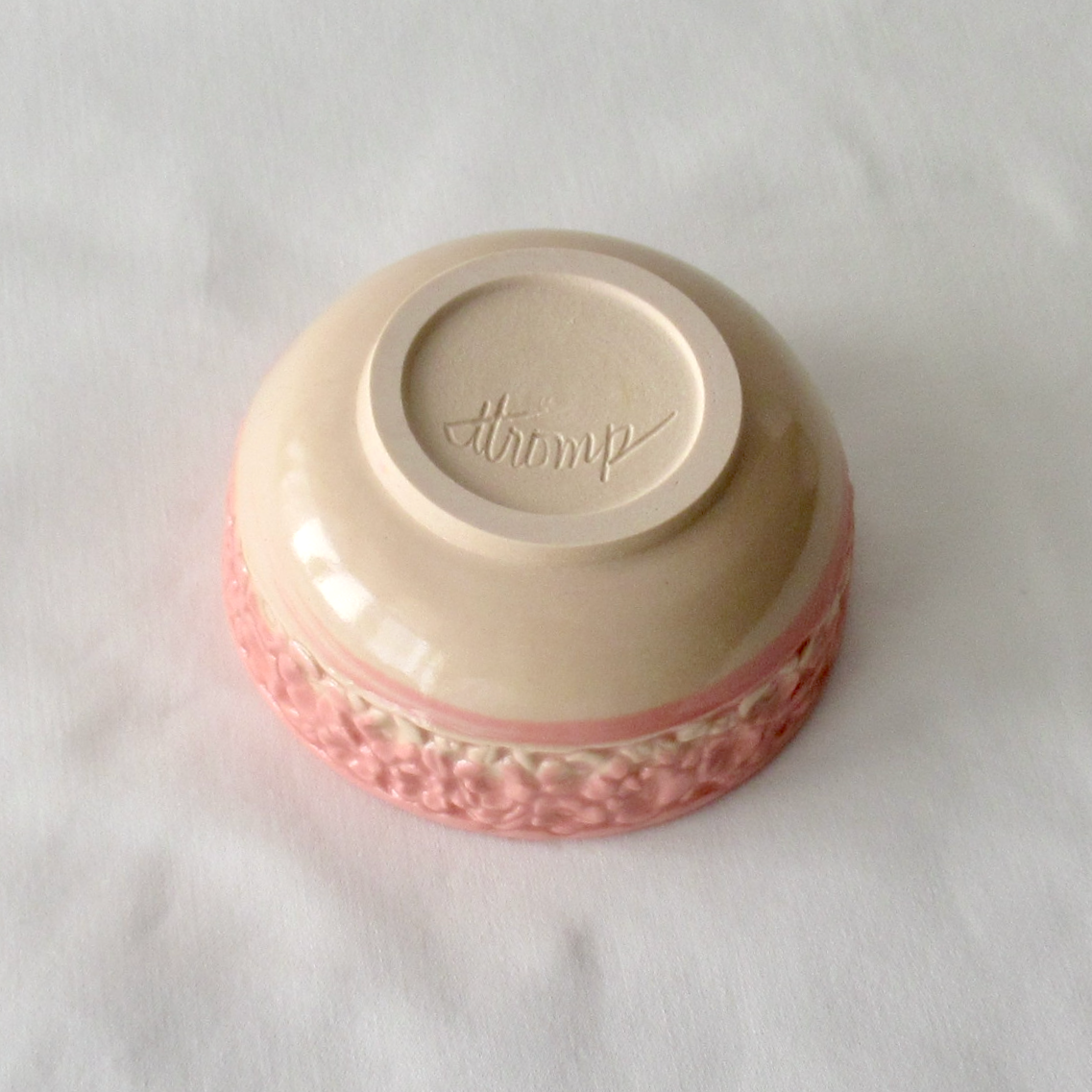 Hand-Carved Flowers on a Small Pink Neriage Wheel-thrown Bowl