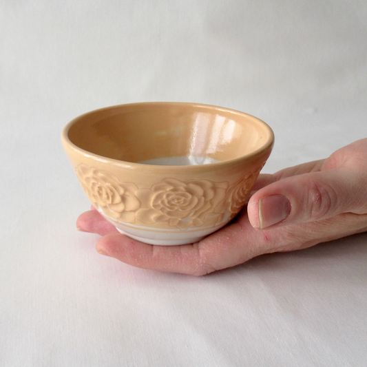 Hand-carved Flowers on a Wheel-thrown Neriage Bowl