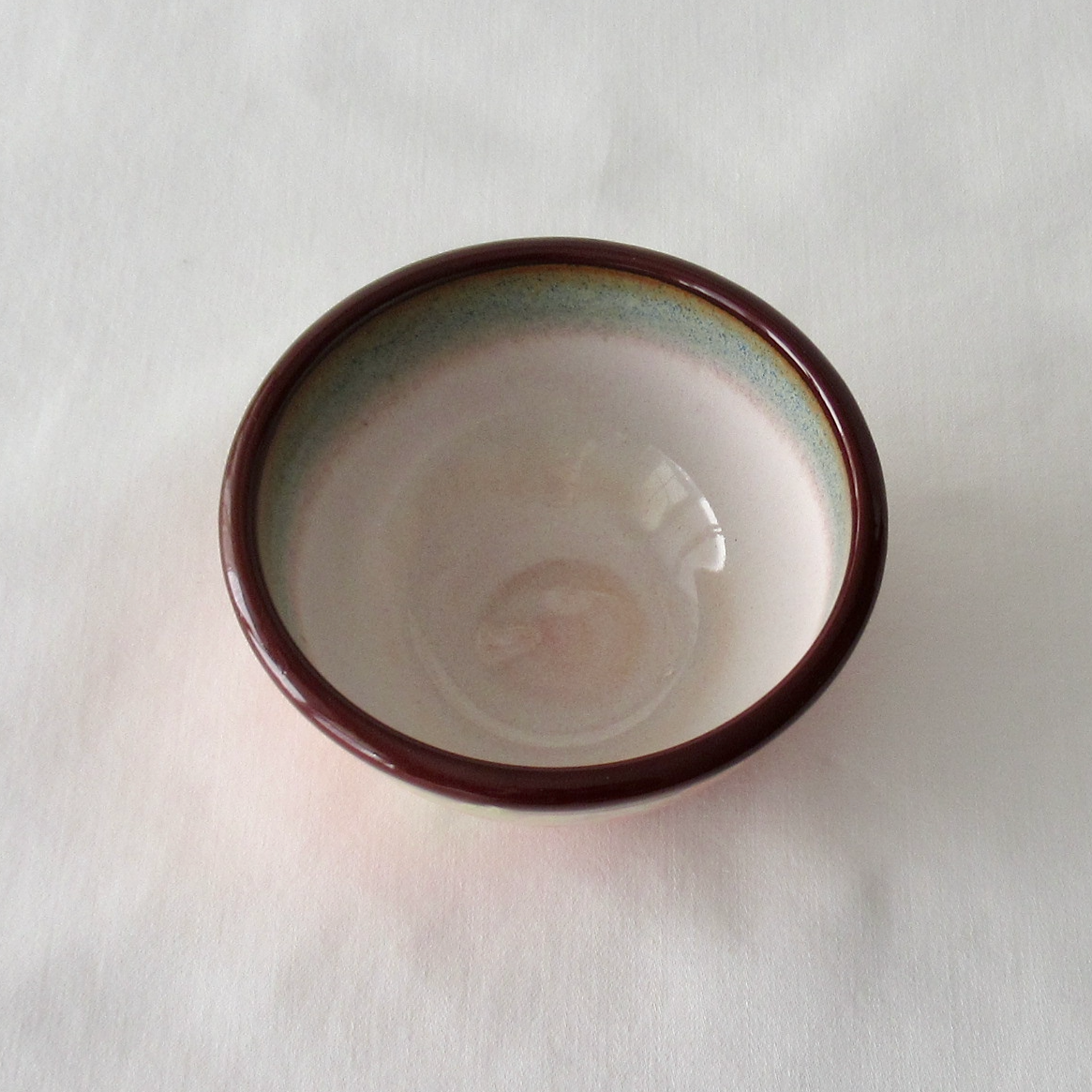 Hand-crafted Small Bowl. Wheel-thrown Quince Flowers Hand Painted with Underglazes.