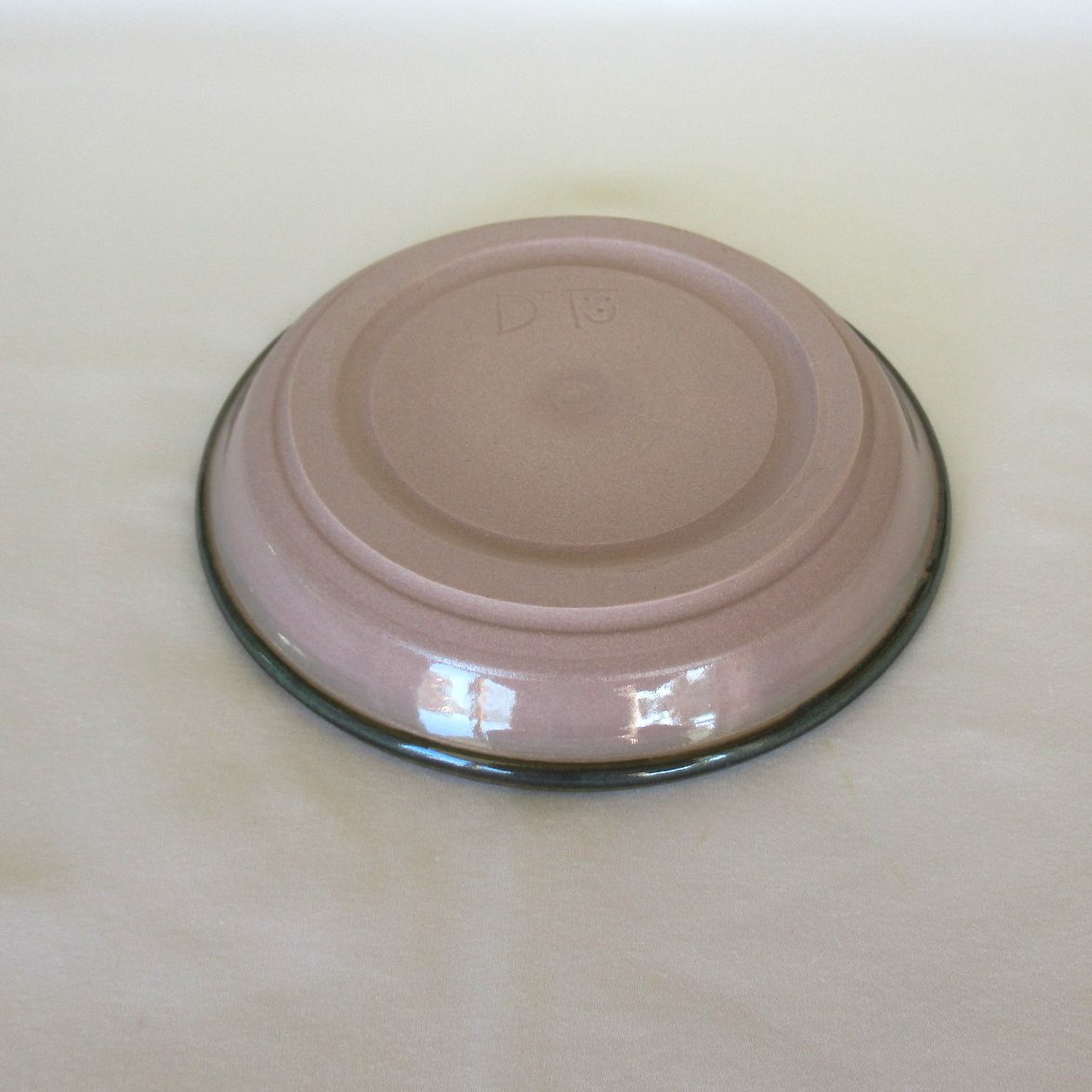 Wheel-thrown Colored Porcelain Ceramic Pottery Candle Plate with Dark Teal Glaze