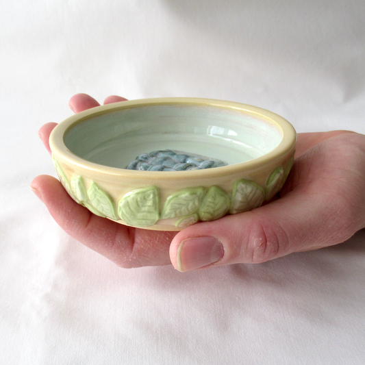 Wheel-thrown Leaves Soap Dish. Soap Dish for Small, Square Soaps. Ceramic Pottery.