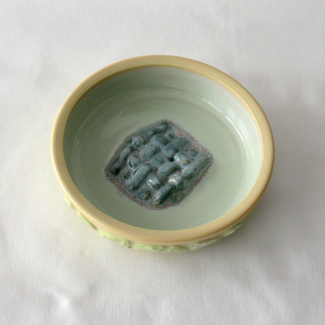 Wheel-thrown Leaves Soap Dish. Soap Dish for Small, Square Soaps. Ceramic Pottery.
