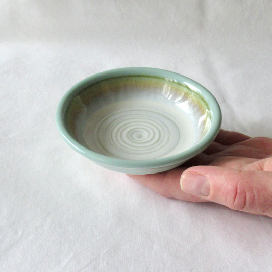 Small Aqua Celadon Shallow Bowl with Chatter