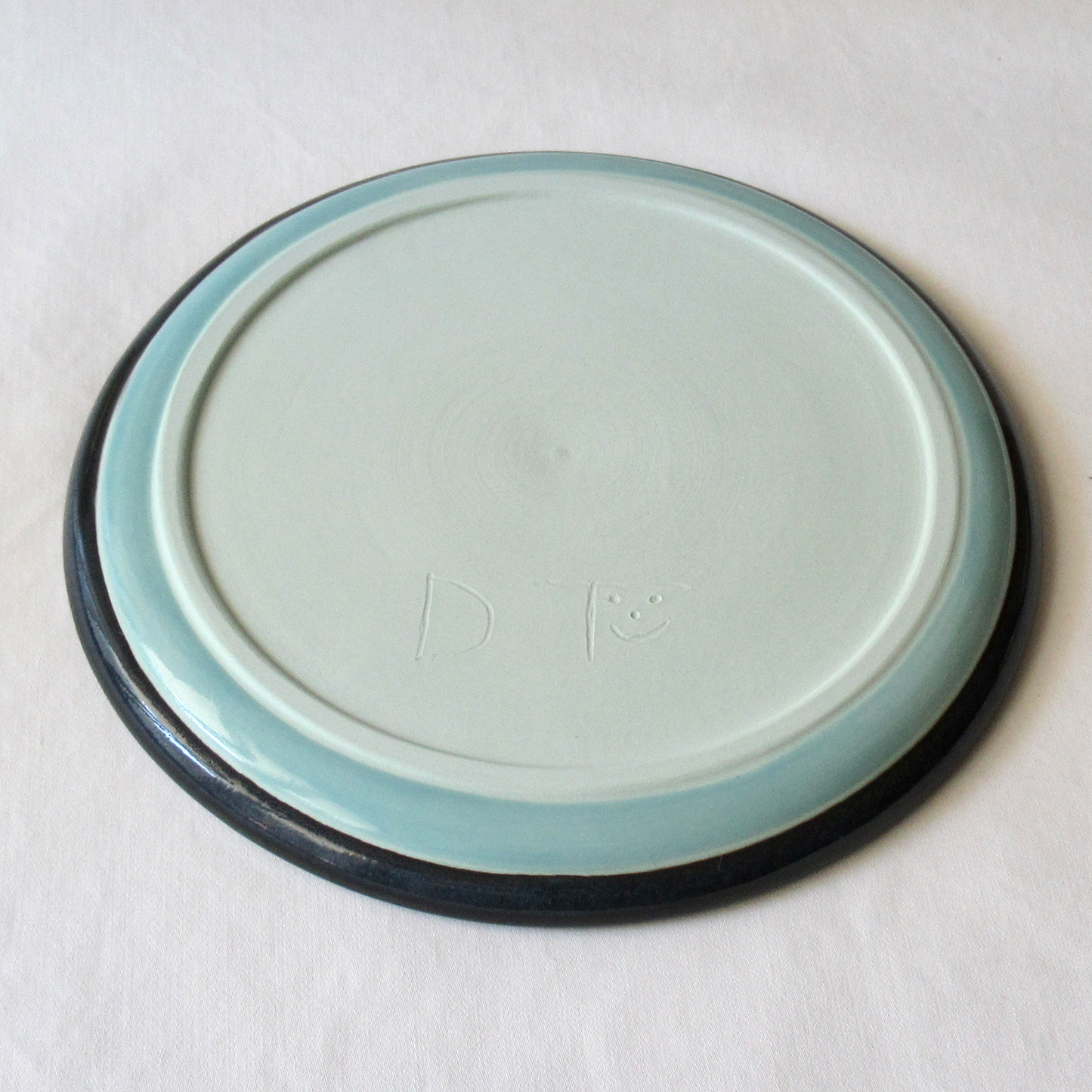 A Wheel-thrown Blue Swirled Appetizer Plate