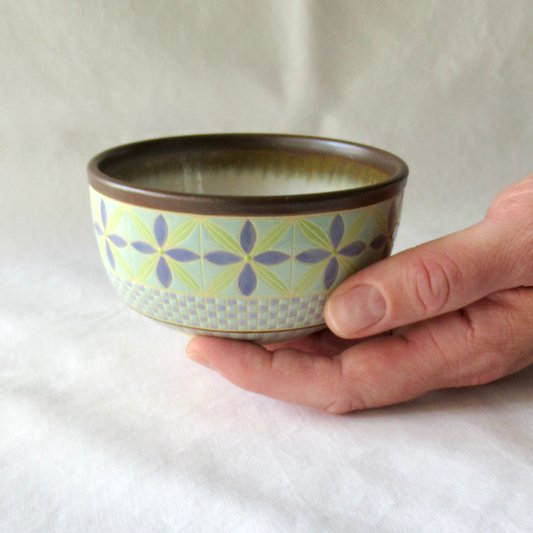A Hand Crafted Colored Porcelain Condiment Bowl