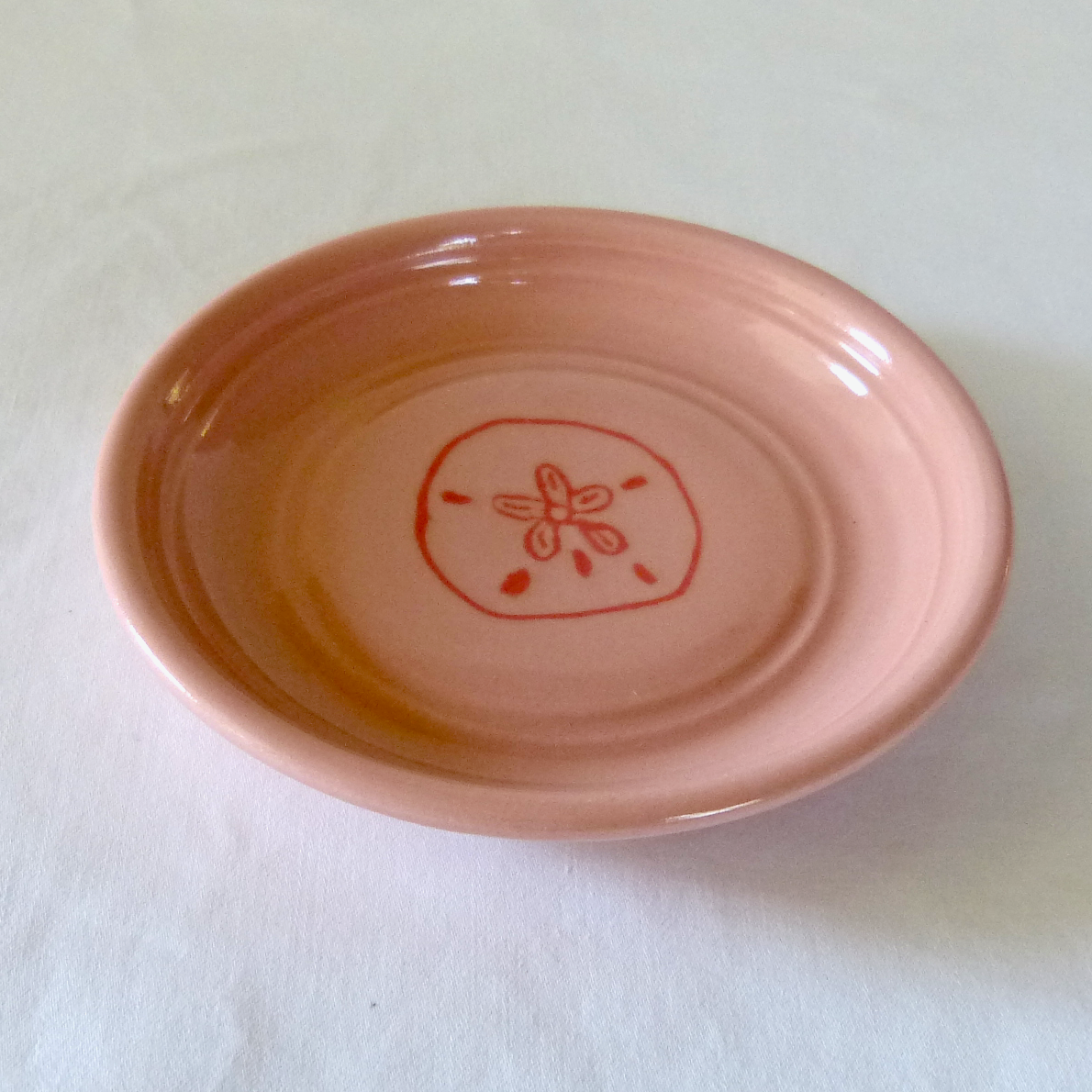 Handmade Colored Porcelain Plate with Mishima Sand Dollar Inlay