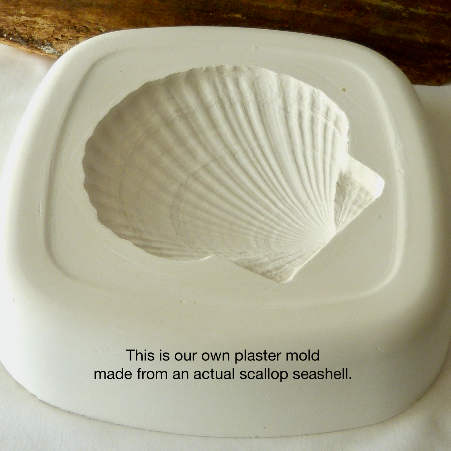 A Handmade Agateware Seashell, Peach Colored Porcelain Hanging Ornament. Ceramic Pottery.