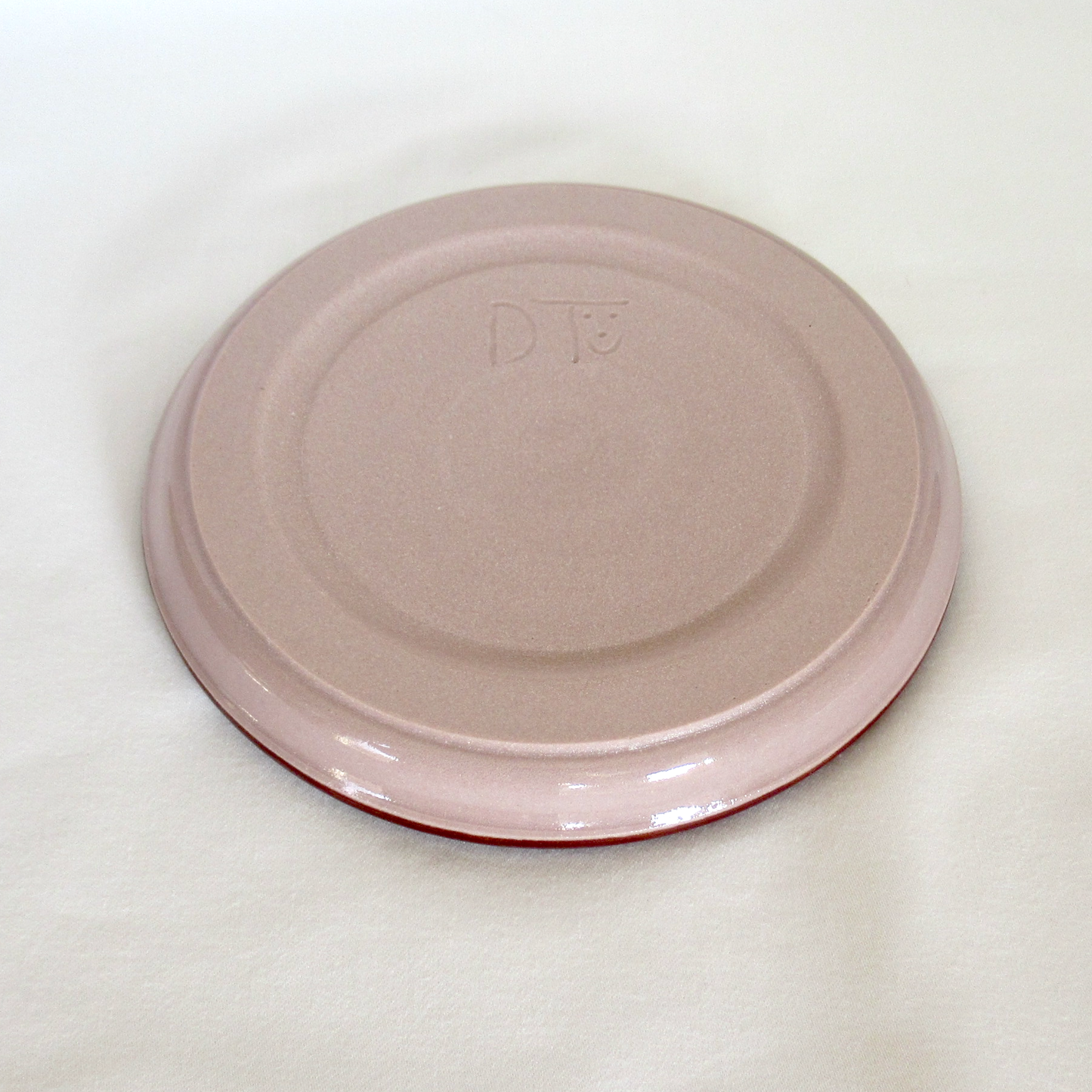 Wheel-thrown Small Handmade Candle Plate. Lilac Colored Ceramic Porcelain Pottery.