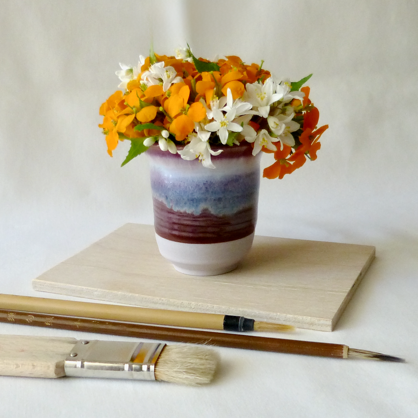 Wheel-thrown Small Shades of Purple Mini Bouquet / Bud Vase. Colored Porcelain Ceramic Pottery.
