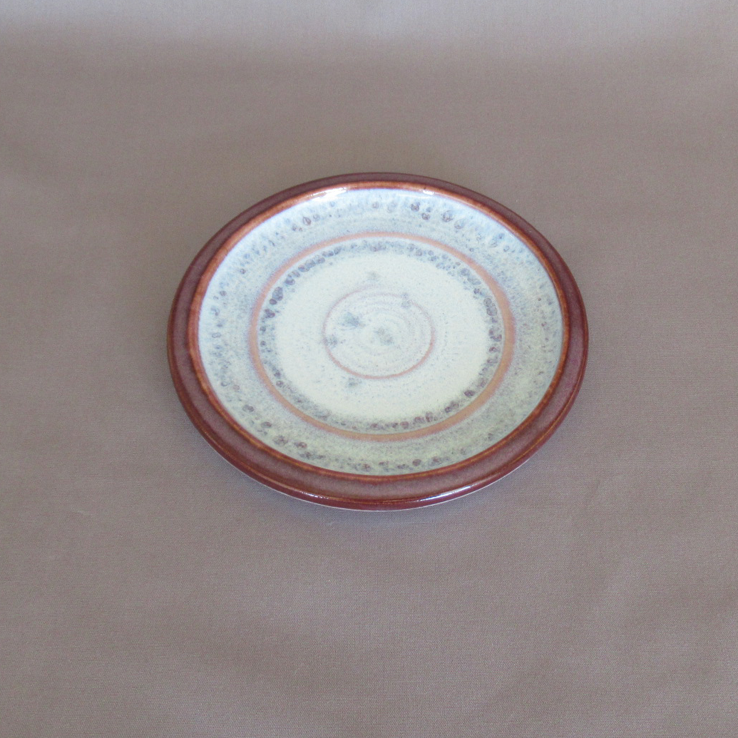 Wheel-thrown Small Handmade Candle Plate. Lilac Colored Ceramic Porcelain Pottery.