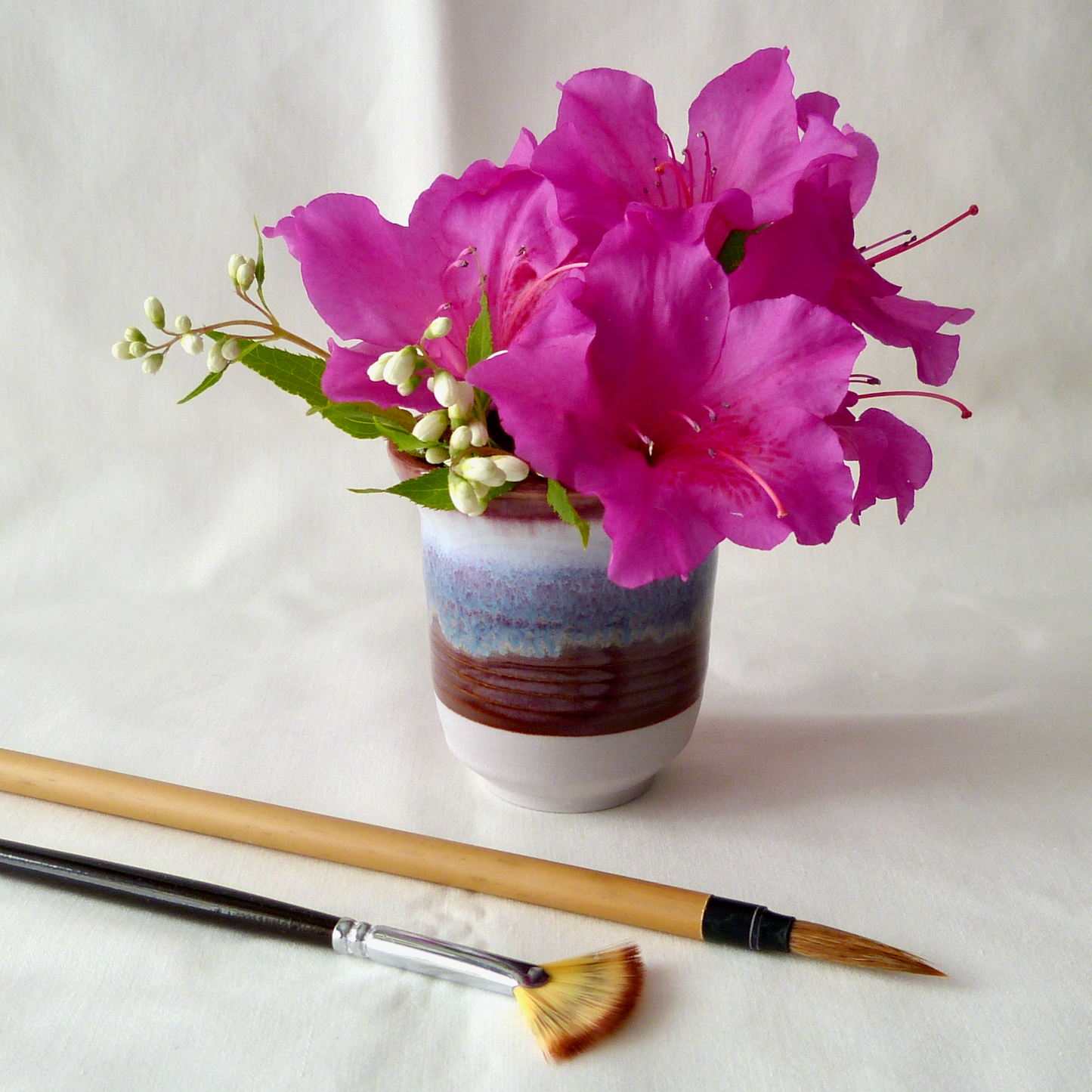 Wheel-thrown Small Shades of Purple Mini Bouquet / Bud Vase. Colored Porcelain Ceramic Pottery.