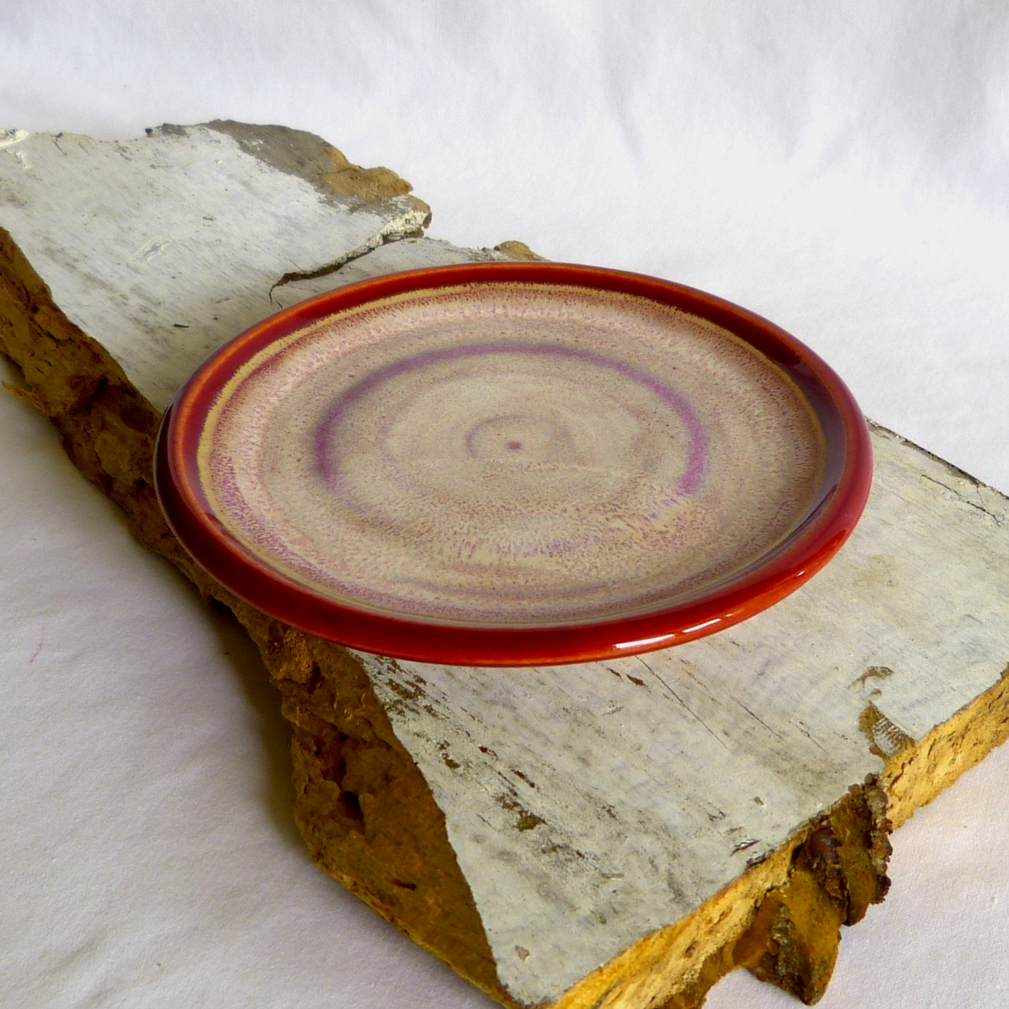 Wheel-thrown Beige and Pale Pink Speckled Small Ceramic Colored Porcelain Plate