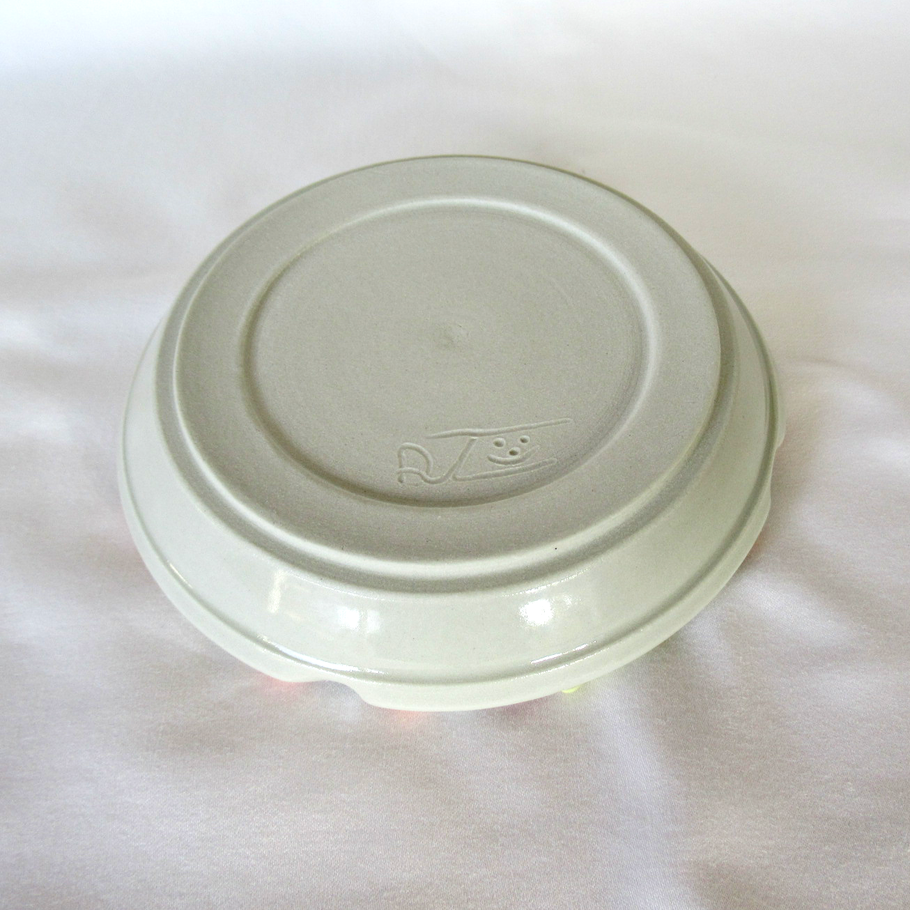 Handmade Seashell Split Rim Candle Plate. Ceramic Pottery