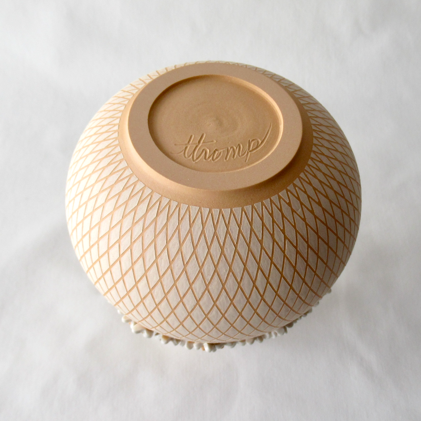 Handcrafted Pot Bellied Diamonds and Flowers Bud Vase