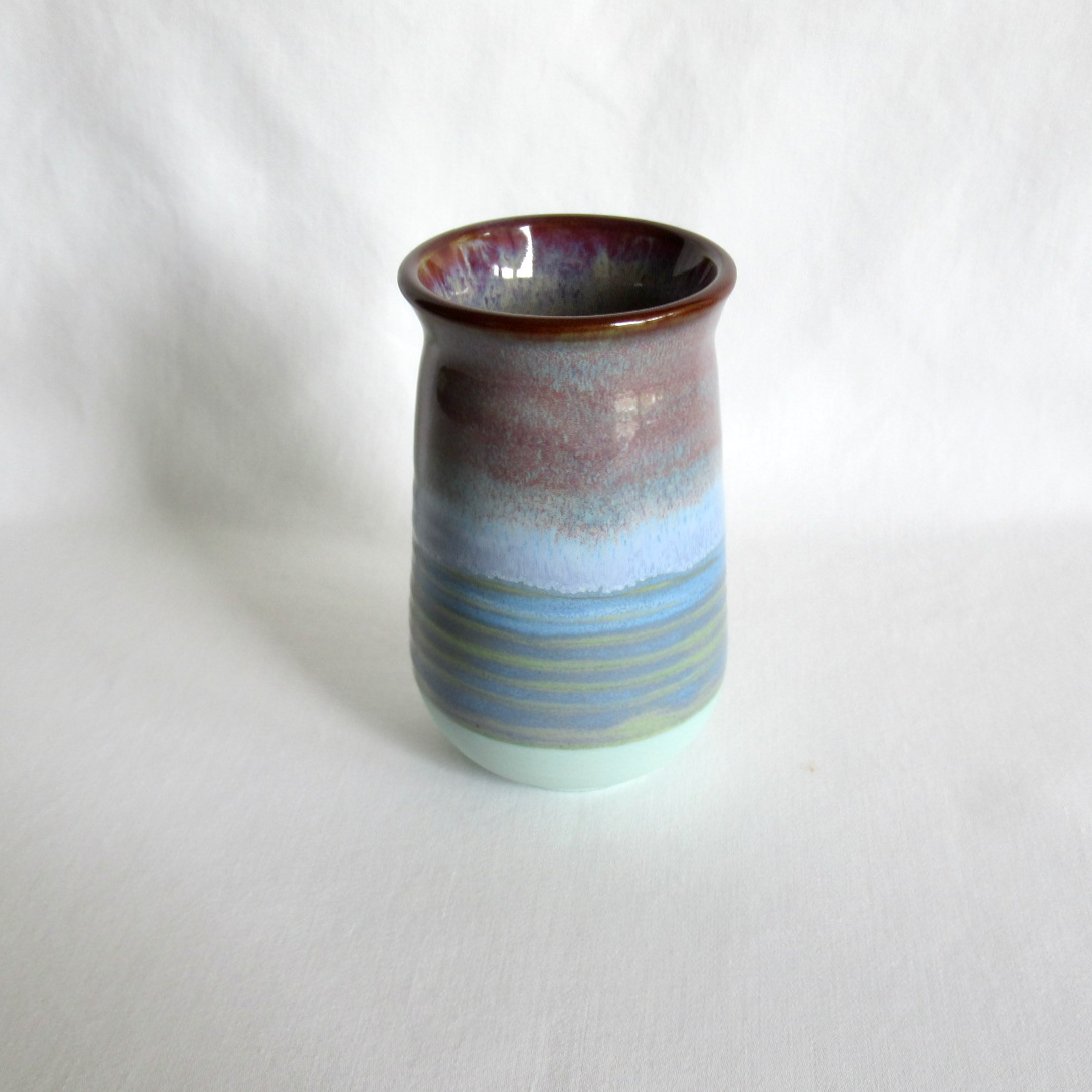 Dennis's Blue Turquoise with Smokey Merlot Rim Small Bud Vase