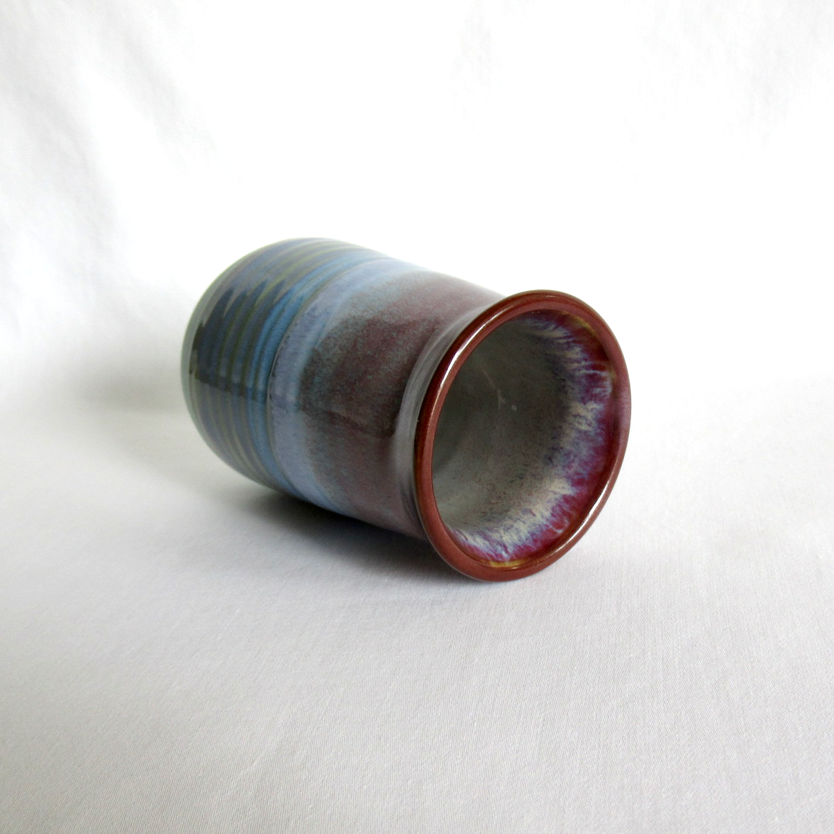Dennis's Blue Turquoise with Smokey Merlot Rim Small Bud Vase