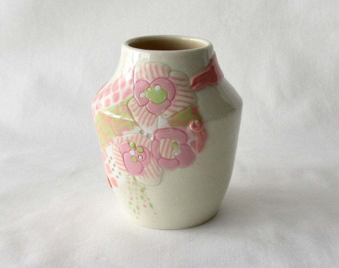 The Happy Heart Boho Bud Vase - Nerikomi Inlay Technique - Tromppottery