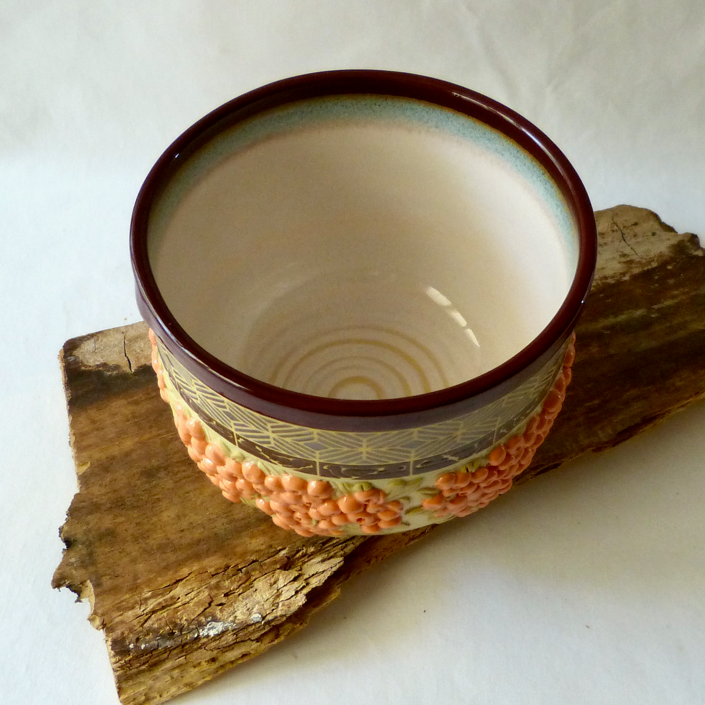 A Bird's Delight. Firethorn Berries and Birds Cylindrical Bowl