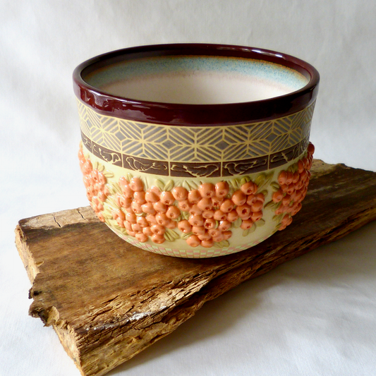 A Bird's Delight. Firethorn Berries and Birds Cylindrical Bowl