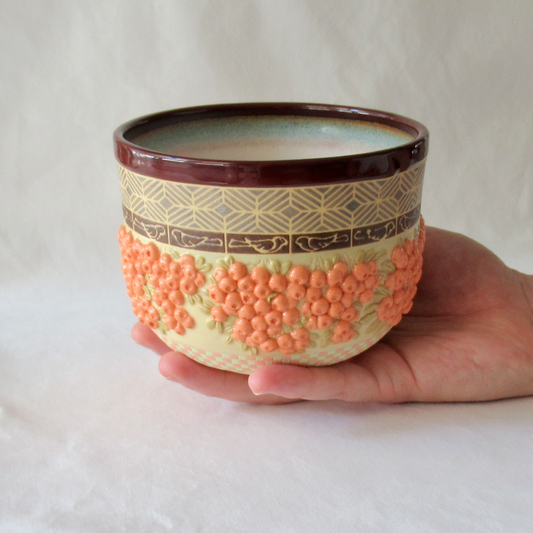 A Bird's Delight. Firethorn Berries and Birds Cylindrical Bowl