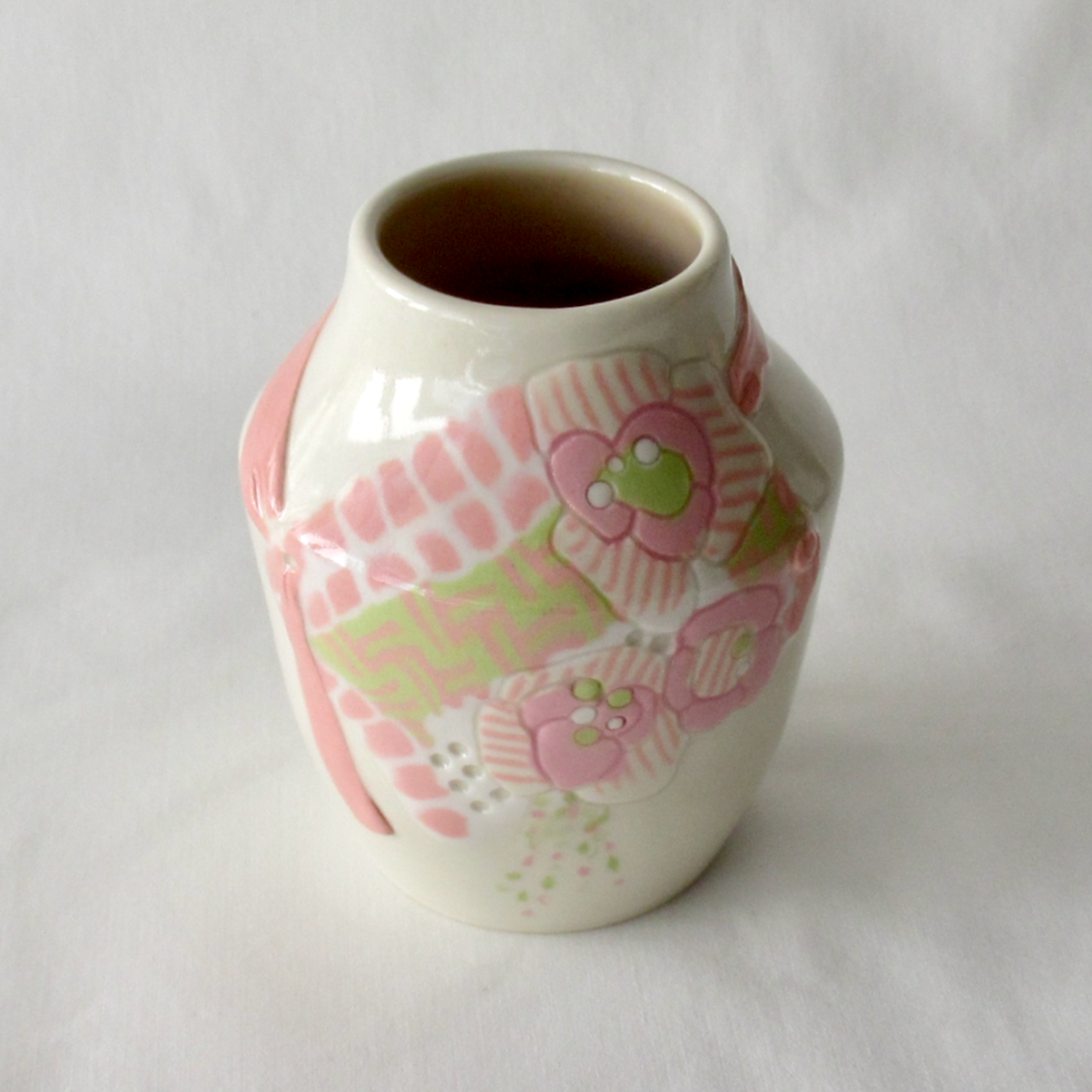 Bohemian Bud Vase. Nerikomi Inlay on a Wheel-thrown Bud Vase. Hand-crafted Ceramic Pottery