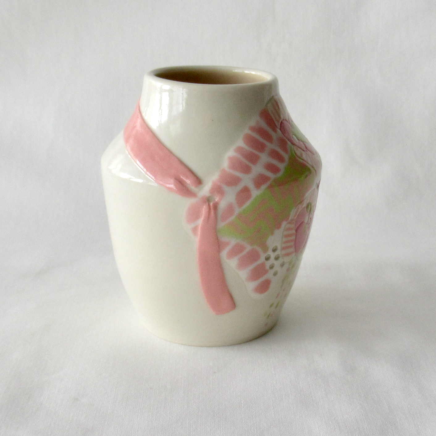 Bohemian Bud Vase. Nerikomi Inlay on a Wheel-thrown Bud Vase. Hand-crafted Ceramic Pottery