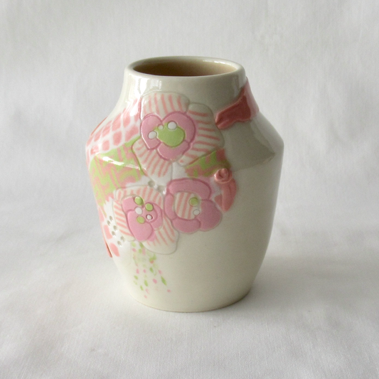 Bohemian Bud Vase. Nerikomi Inlay on a Wheel-thrown Bud Vase. Hand-crafted Ceramic Pottery