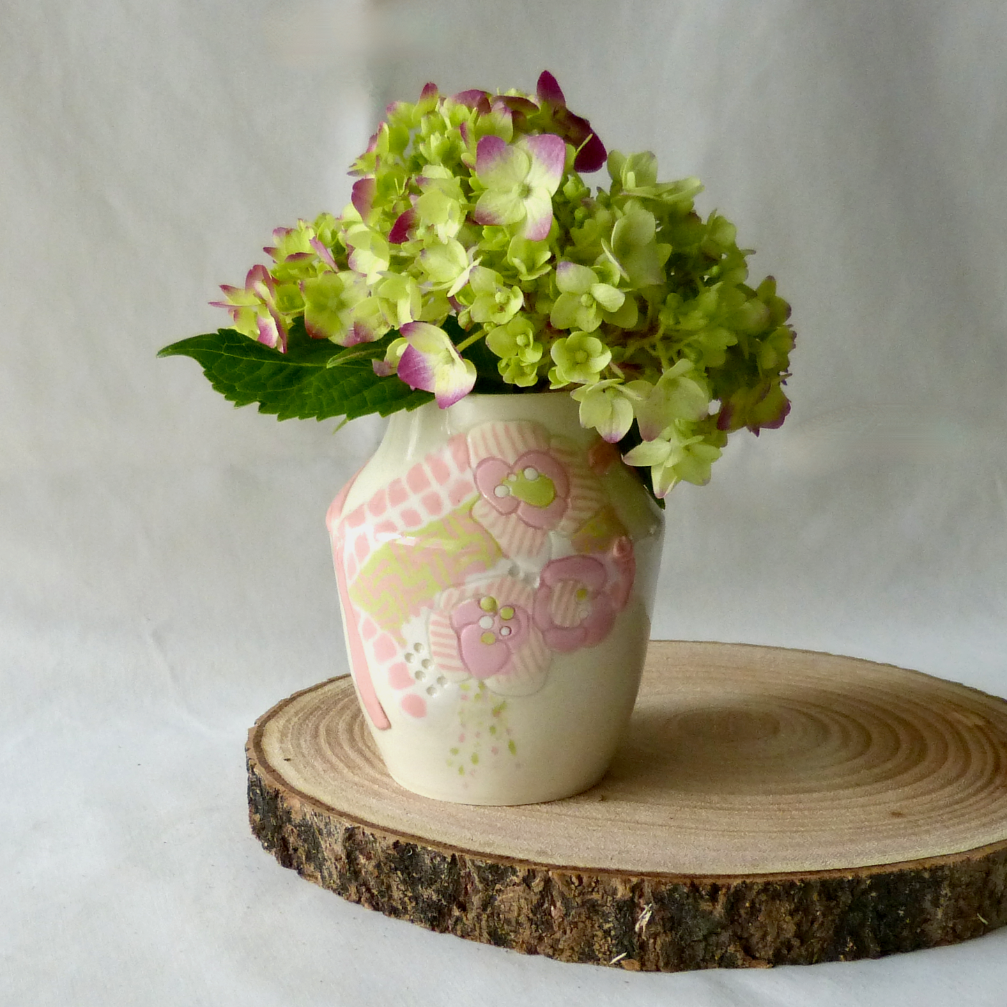 Bohemian Bud Vase. Nerikomi Inlay on a Wheel-thrown Bud Vase. Handcrafted Ceramic Pottery