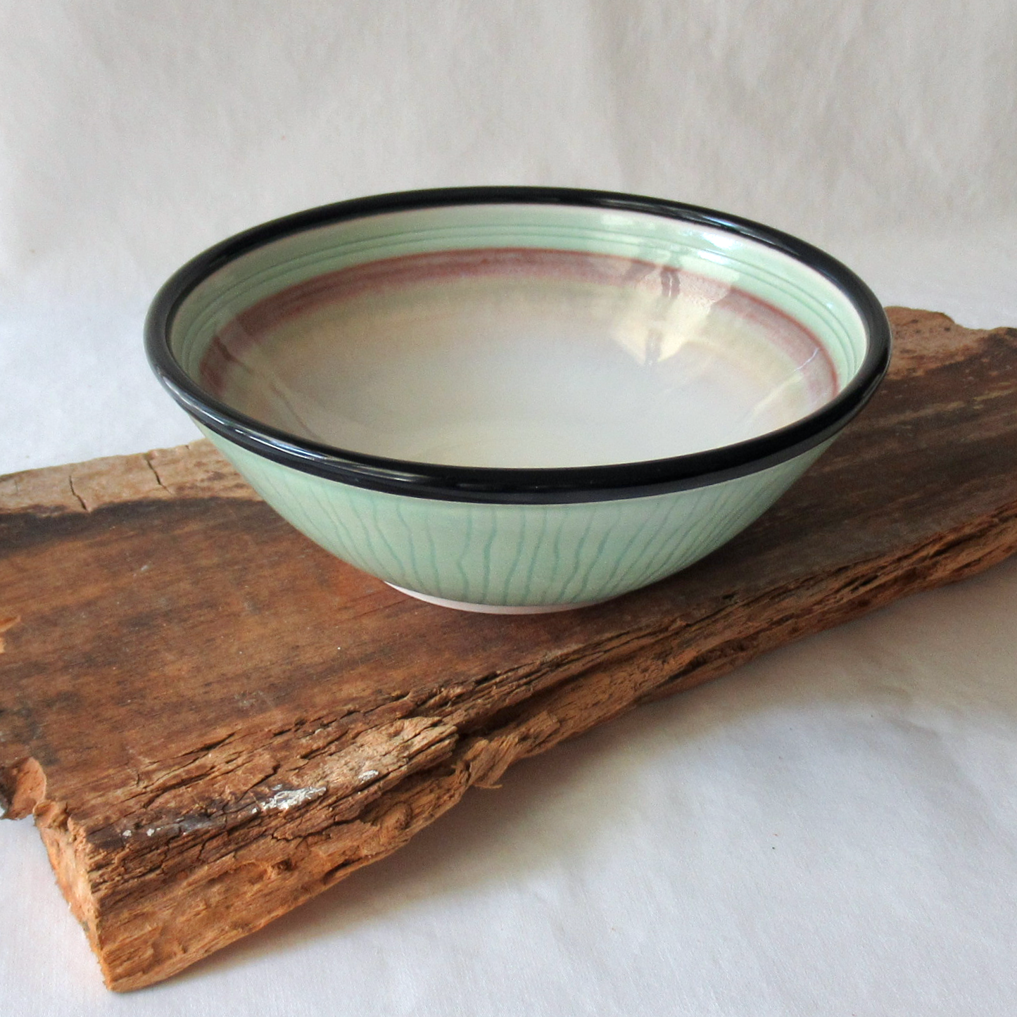 A Light Aqua Green Wheel-thrown Porcelain Bowl