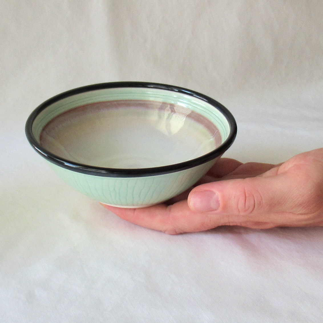 A Light Aqua Green Wheel-thrown Porcelain Bowl