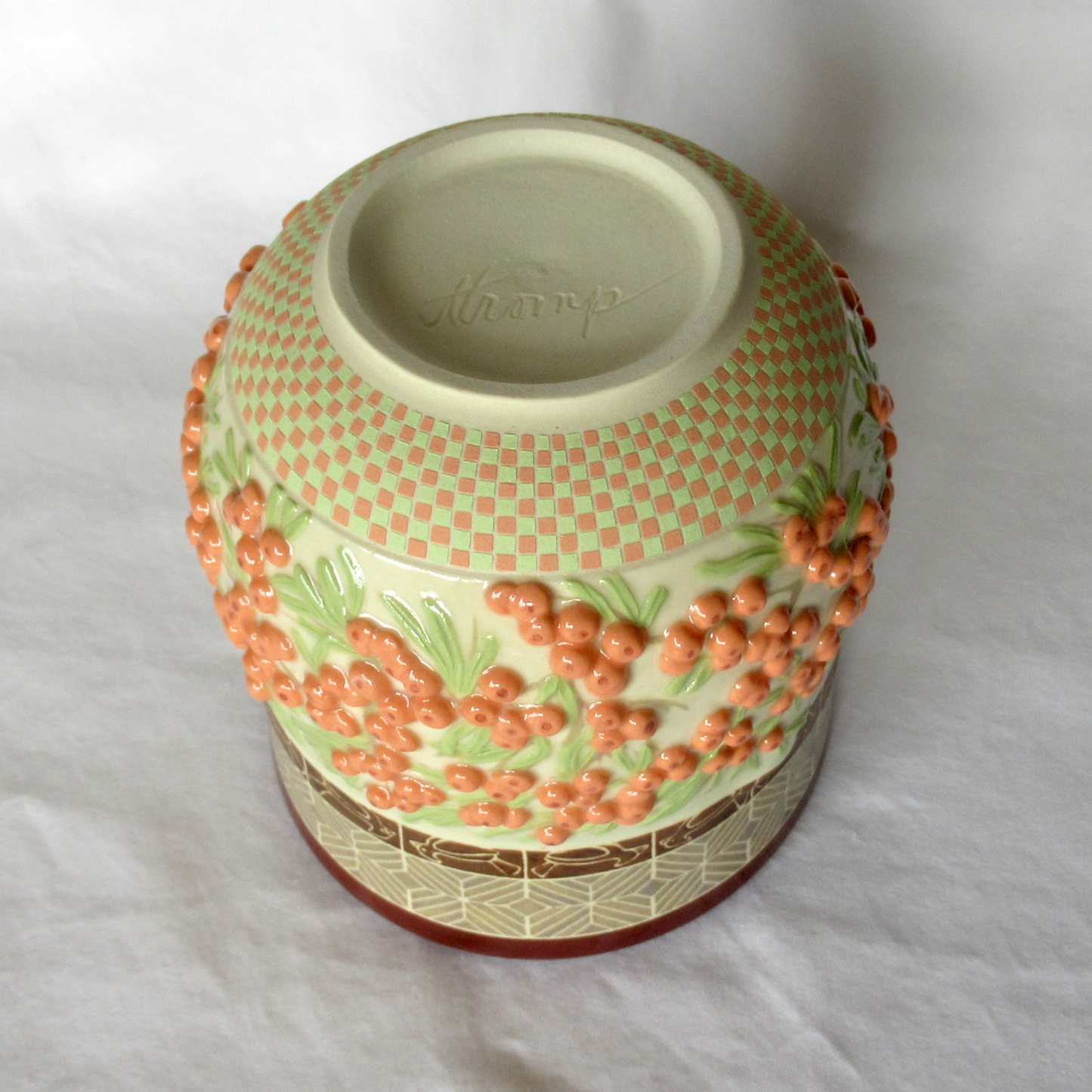 Sea Buckthorn Berries Decorative Functional Porcelain Pottery Bowl