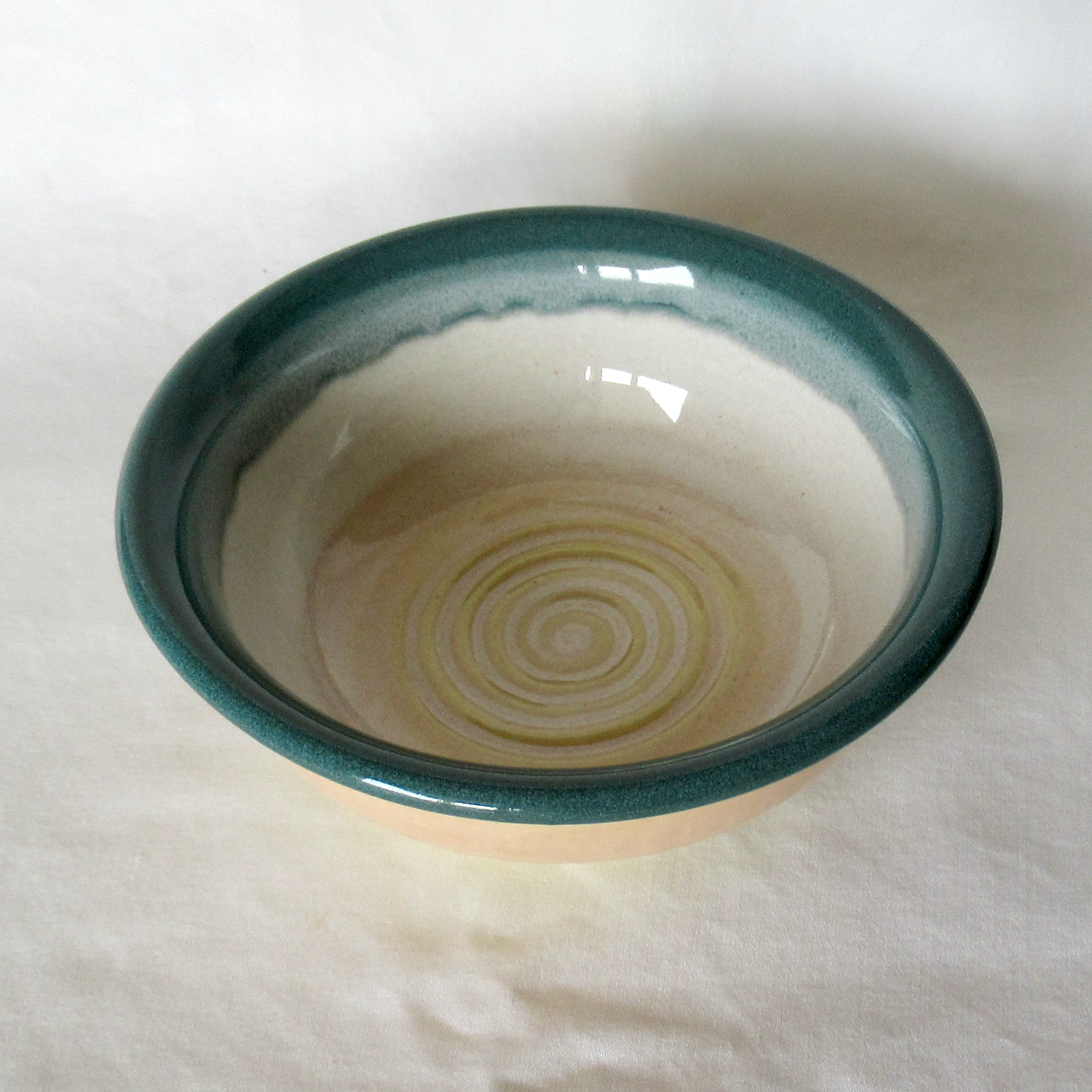 Small Hand Crafted Dark Green and Pink Chatter Bowl