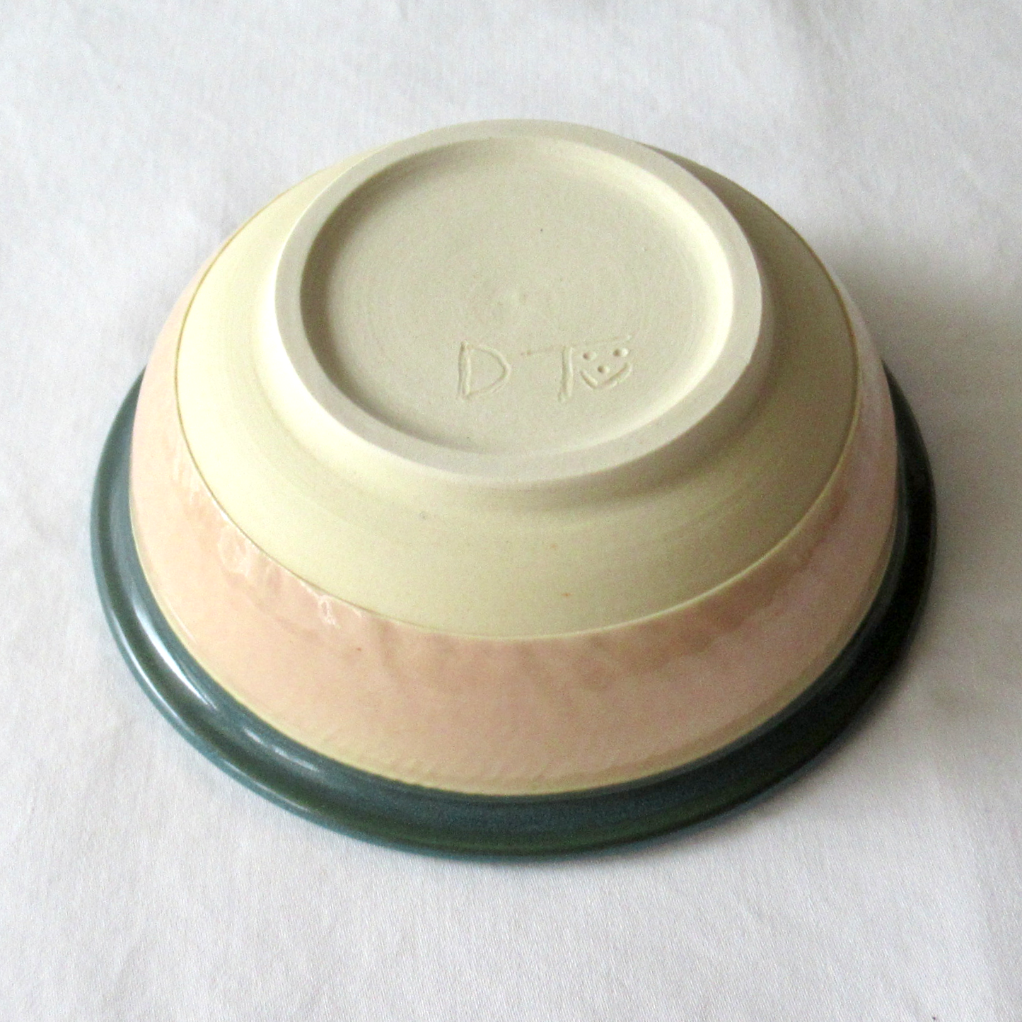 Small Hand Crafted Dark Green and Pink Chatter Bowl