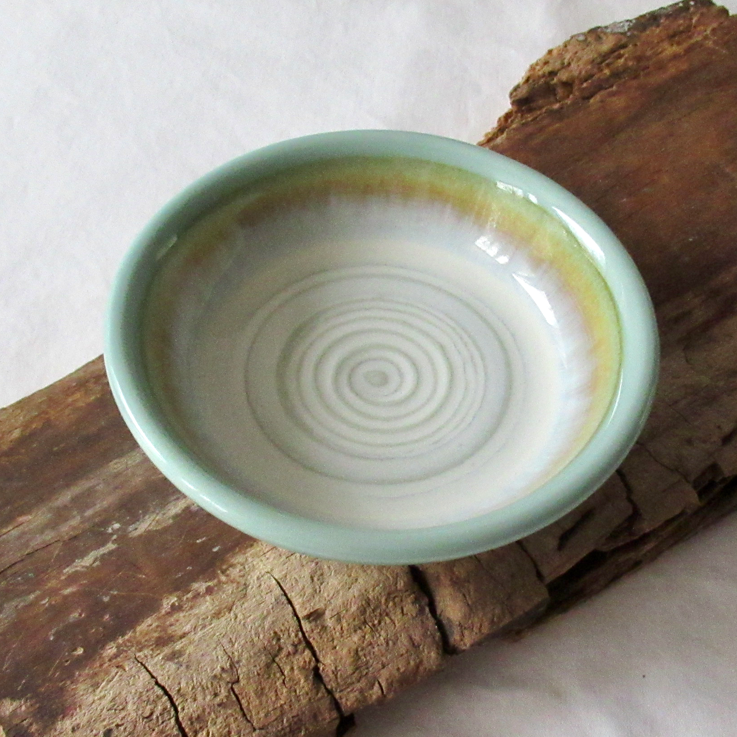 Small Aqua Celadon Shallow Bowl with Chatter