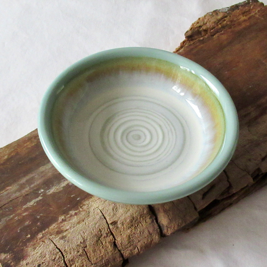Small Aqua Celadon Shallow Bowl with Chatter