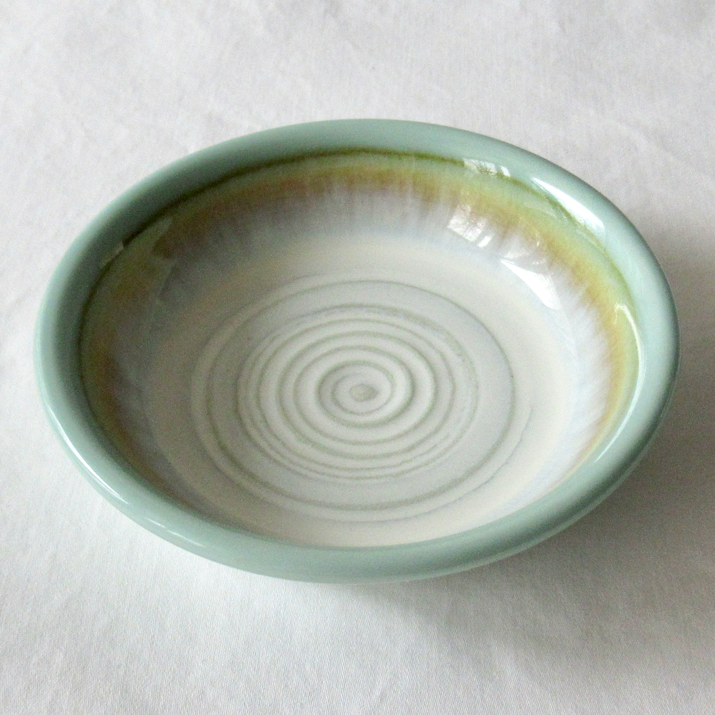 Small Aqua Celadon Shallow Bowl with Chatter