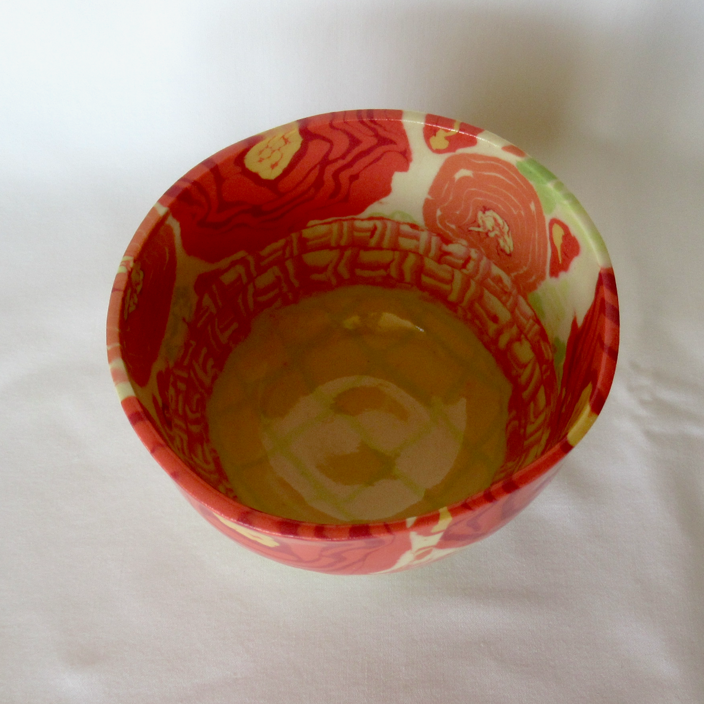 A Small Nerikomi Press Molded Bowl. Nerikomi Ranunculus Flower Design. Ceramic Porcelain Pottery.