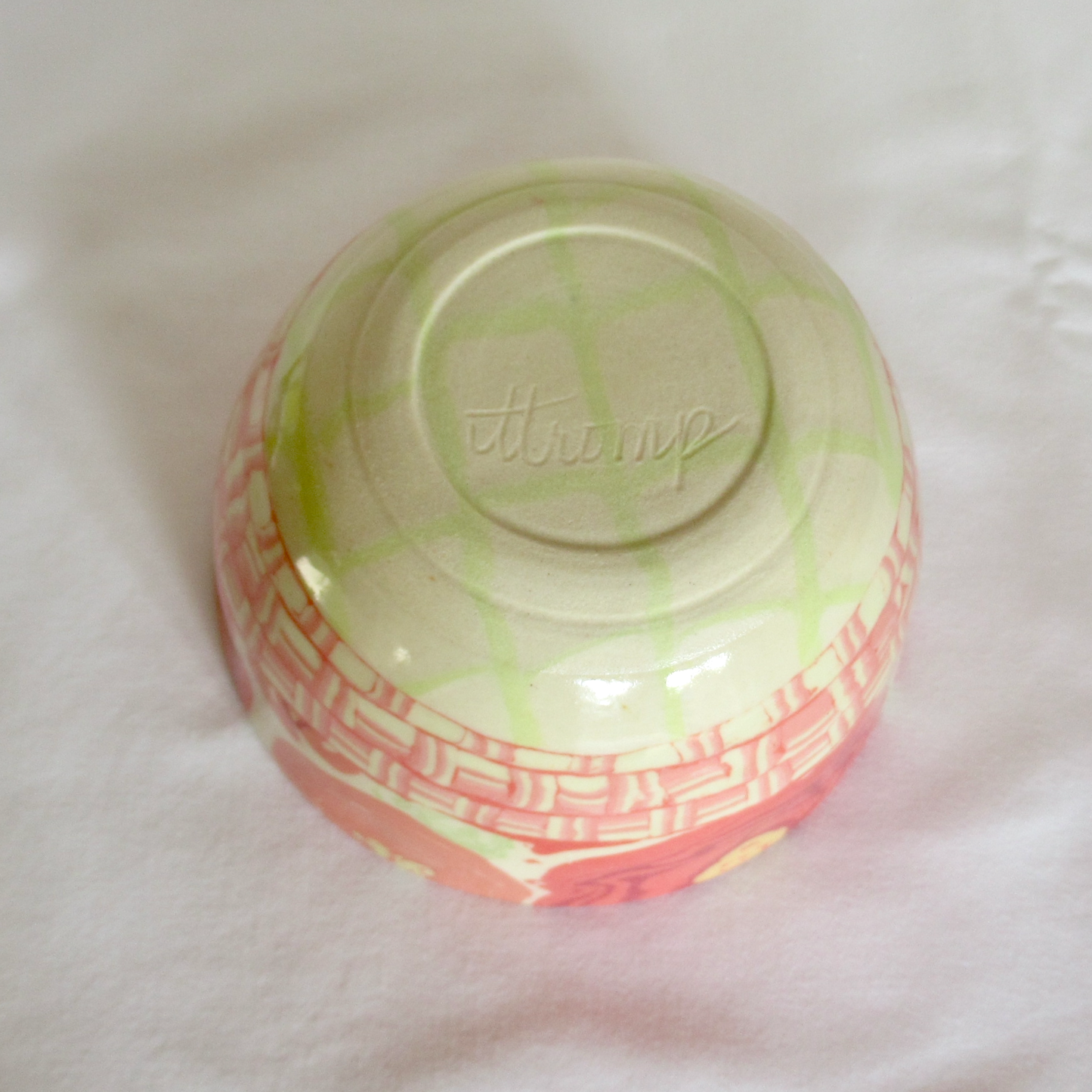 A Small Nerikomi Press Molded Bowl. Nerikomi Ranunculus Flower Design. Ceramic Porcelain Pottery.