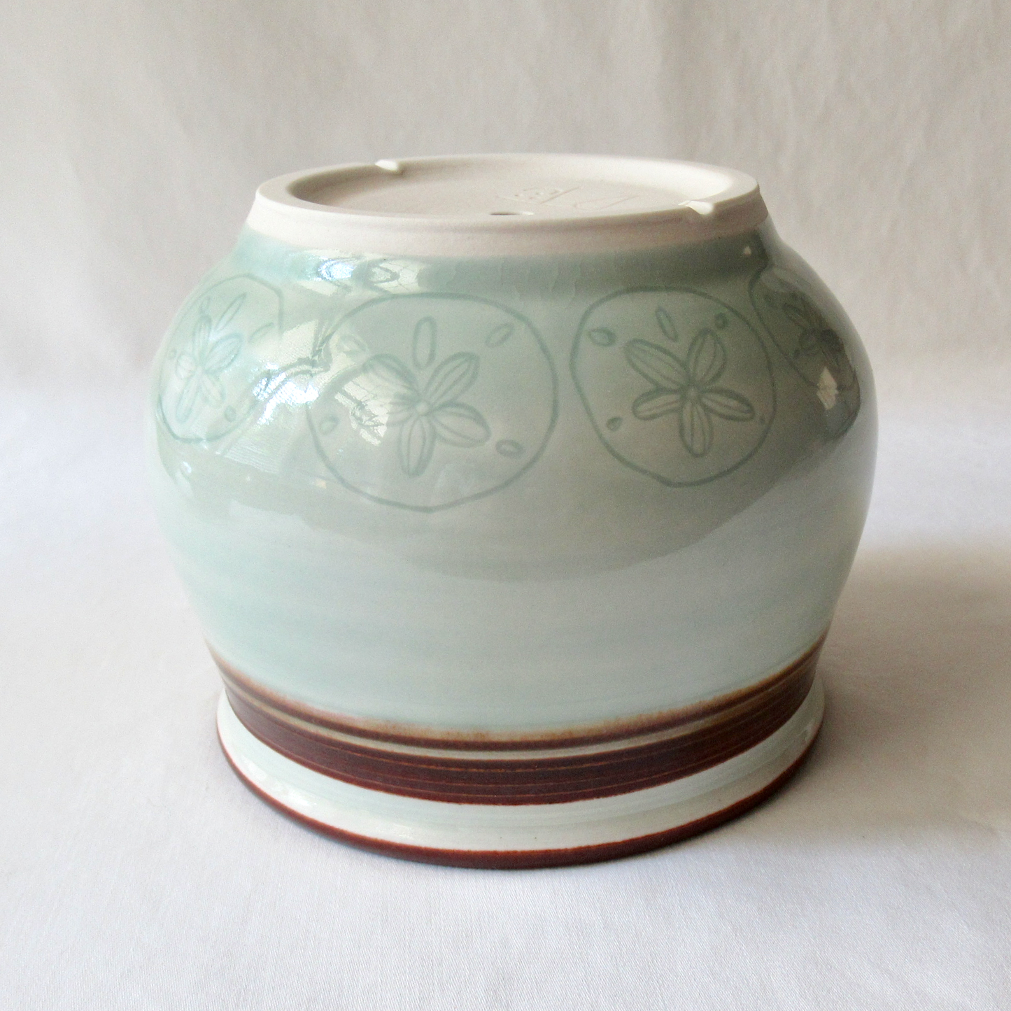 A Wheel-thrown Celadon Planter with Matching Saucer