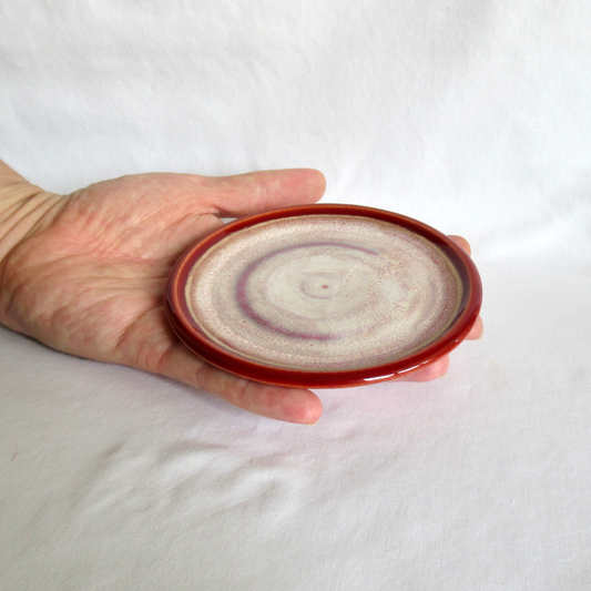 Wheel-thrown Beige and Pale Pink Speckled Small Ceramic Colored Porcelain Plate