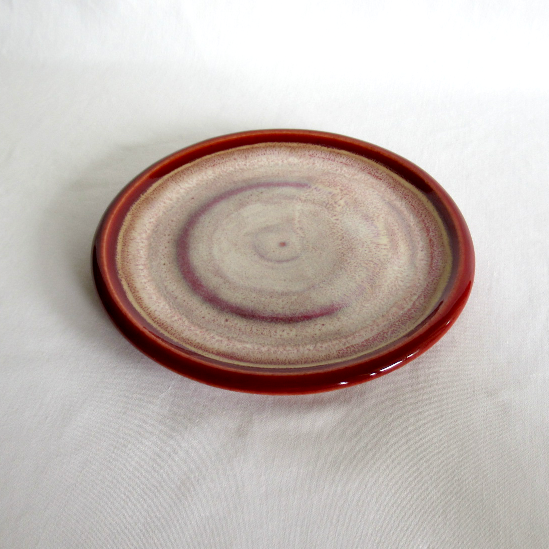 Wheel-thrown Beige and Pale Pink Speckled Small Ceramic Colored Porcelain Plate