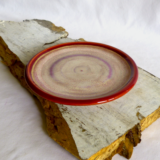 Wheel-thrown Beige and Pale Pink Speckled Small Ceramic Colored Porcelain Plate
