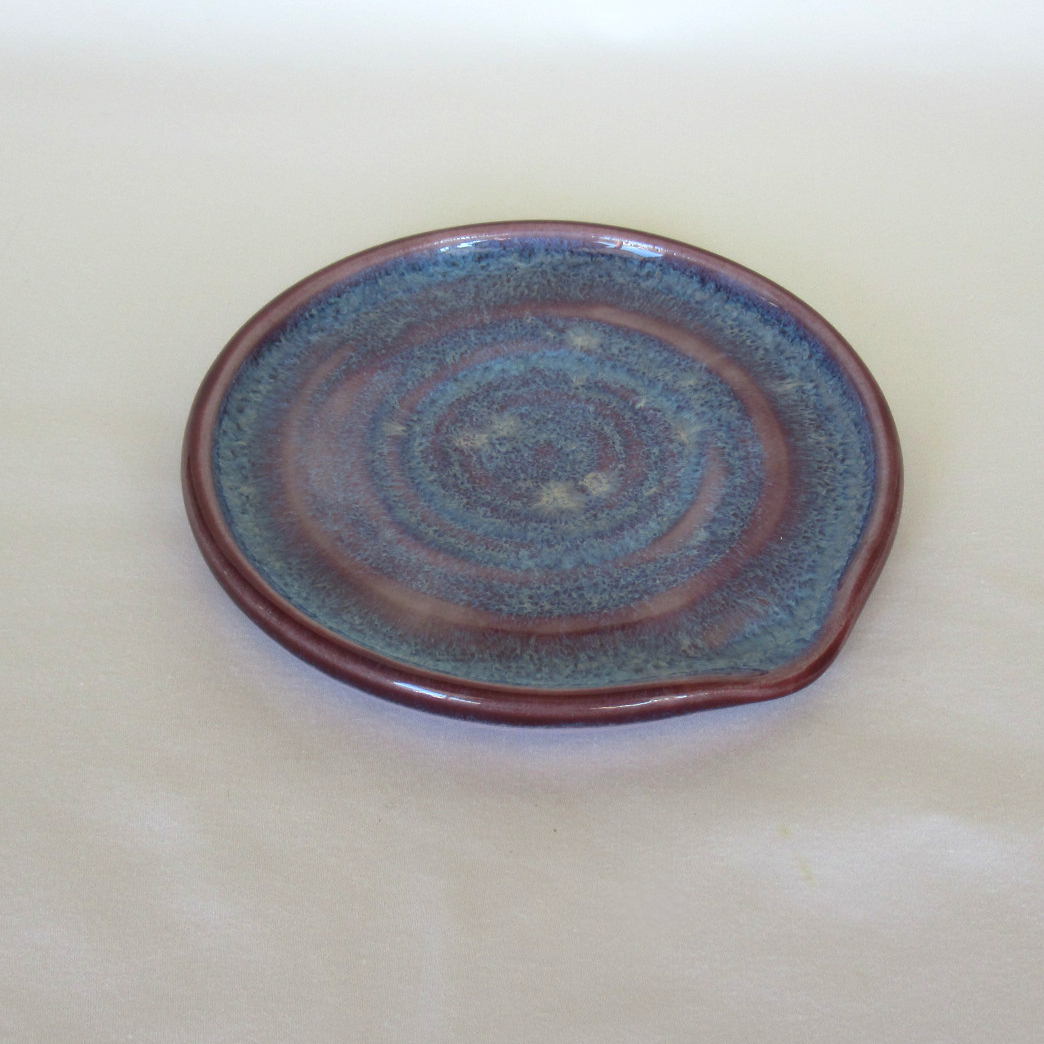 Wheel-thrown Blue Speckled Colored Porcelain Ceramic Pottery Spoon Rest