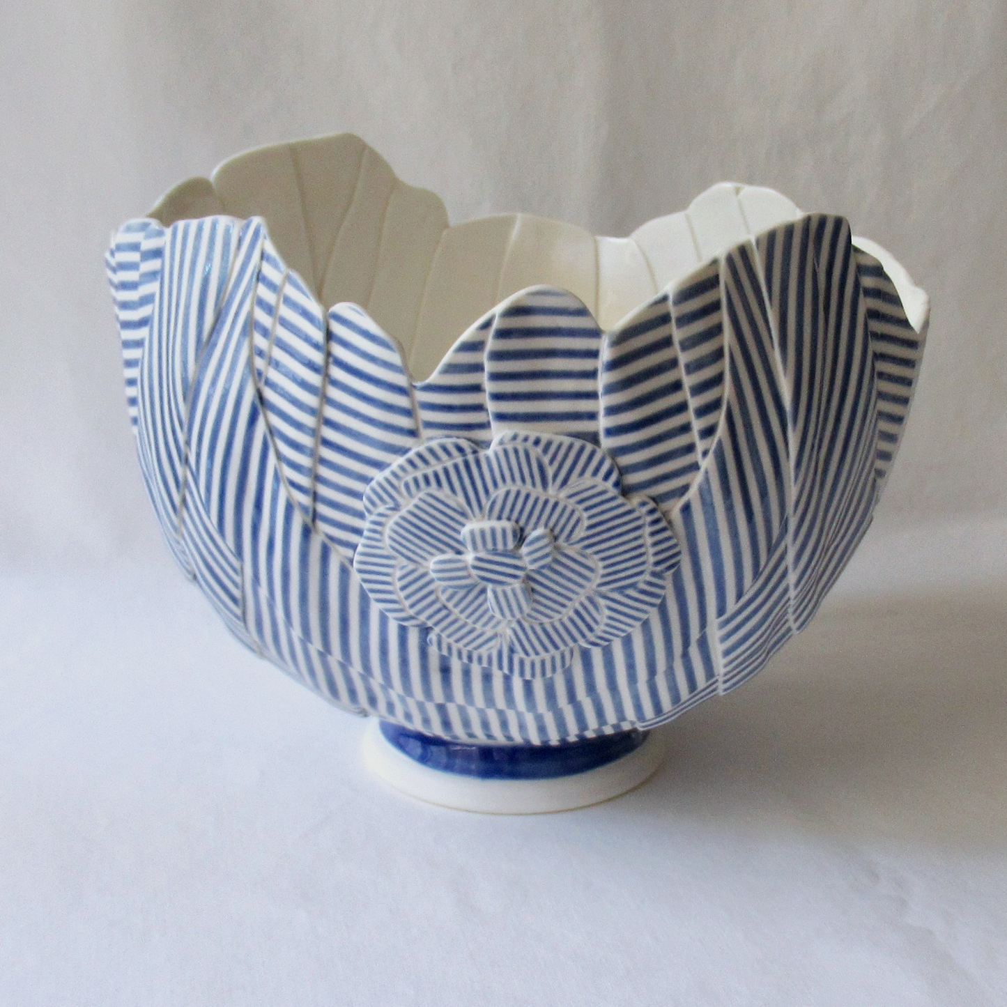 A Cobalt Blue Striped Balloon Bowl