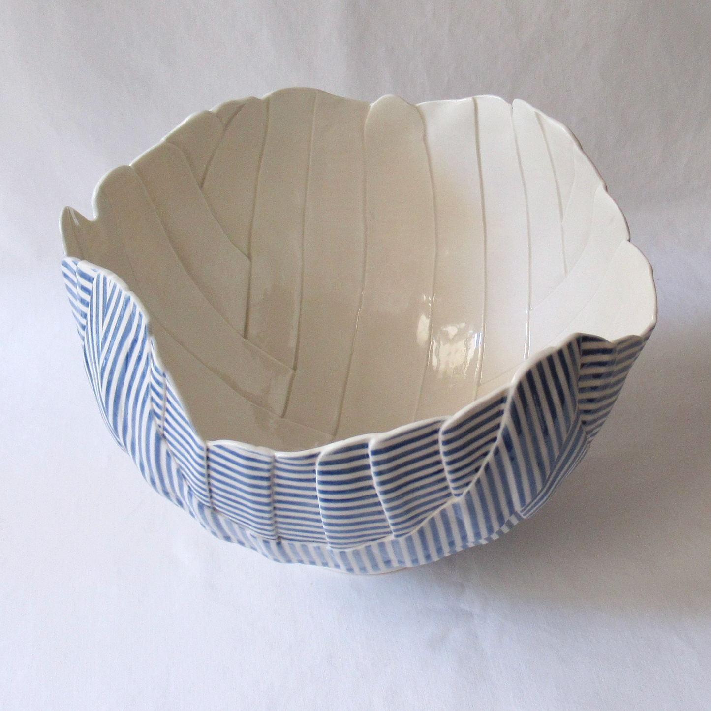 A Cobalt Blue Striped Balloon Bowl